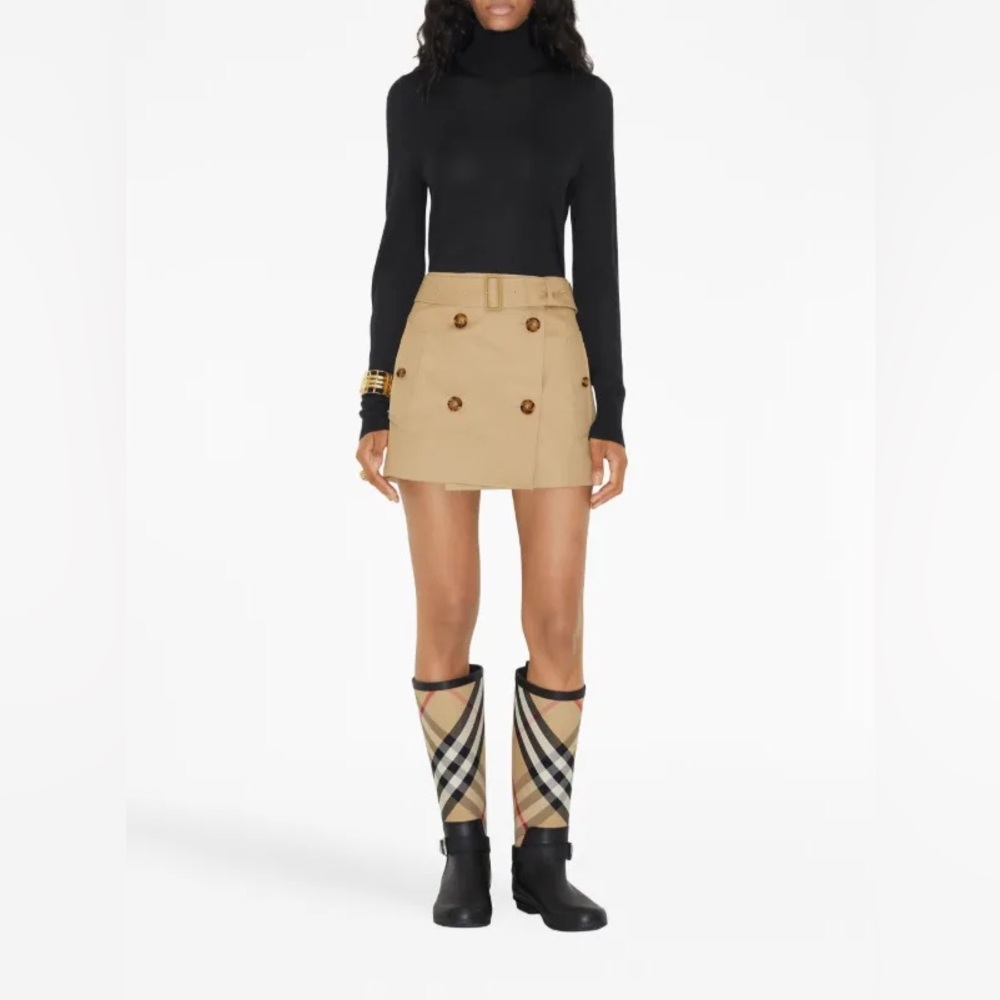NWT Burberry Gabardine Trench Cotton Mini Skirt Size US 8